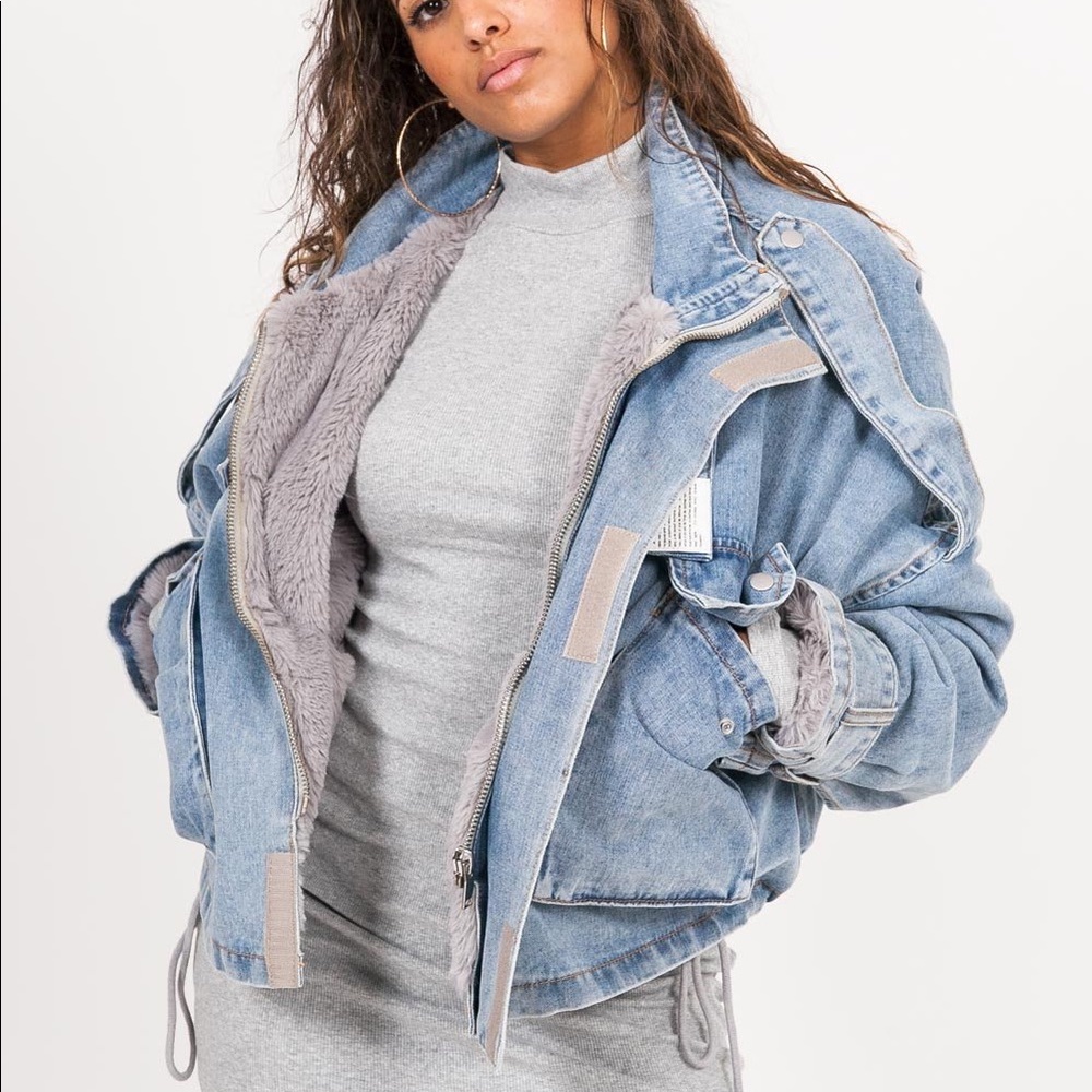Fur Lined Denim Bomber
